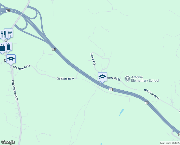 map of restaurants, bars, coffee shops, grocery stores, and more near 4007 Old State Road M in Imperial