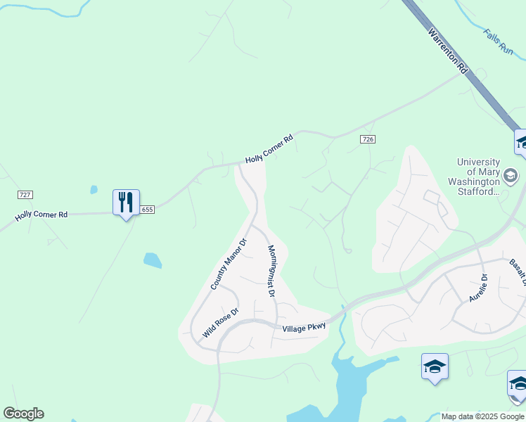 map of restaurants, bars, coffee shops, grocery stores, and more near 29 Country Manor Drive in Fredericksburg