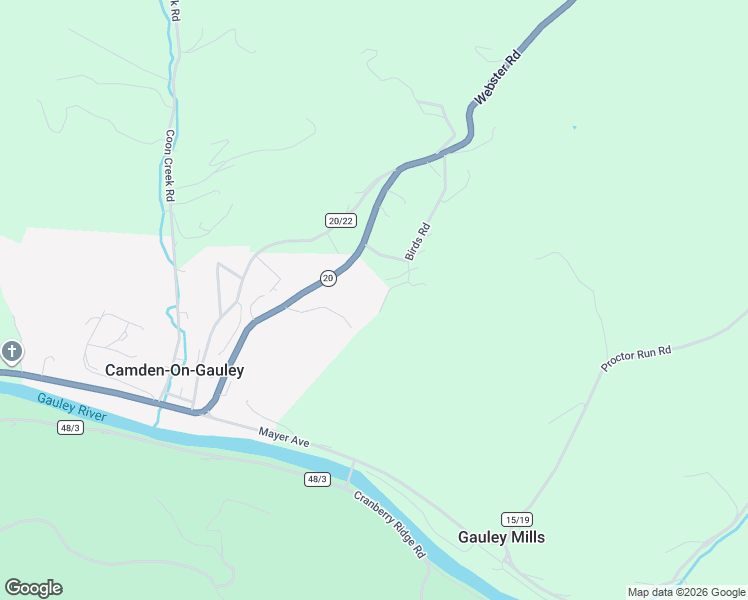 map of restaurants, bars, coffee shops, grocery stores, and more near 9353 Webster Road in Camden-on-Gauley