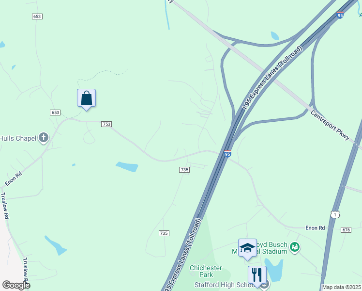 map of restaurants, bars, coffee shops, grocery stores, and more near 220 Enon Road in Fredericksburg