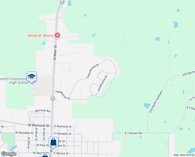 map of restaurants, bars, coffee shops, grocery stores, and more near 1607 Birchwood Drive in Princeton