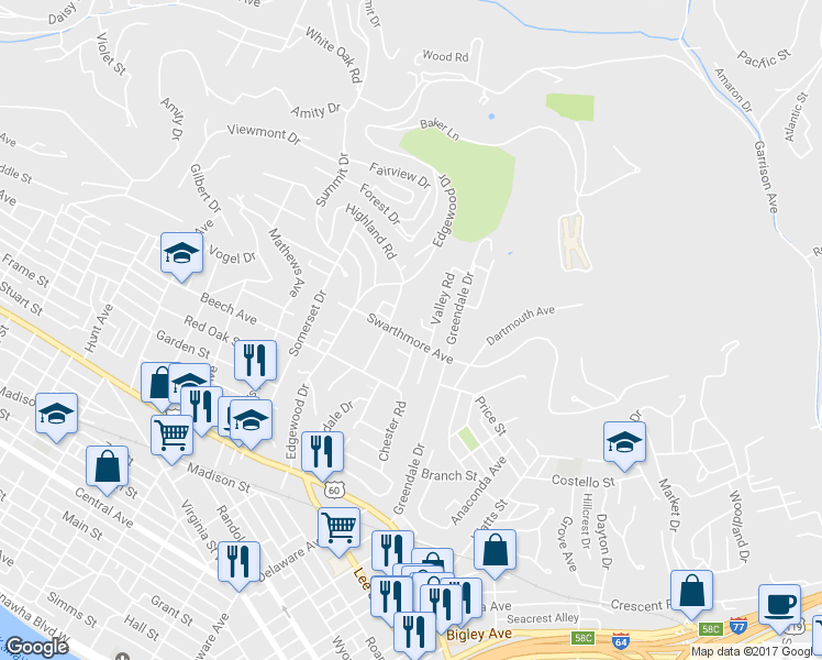 map of restaurants, bars, coffee shops, grocery stores, and more near 404 Swarthmore Ave in Charleston