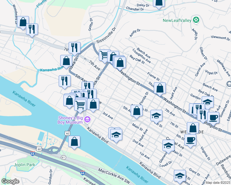 map of restaurants, bars, coffee shops, grocery stores, and more near 501 Stockton Street in Charleston