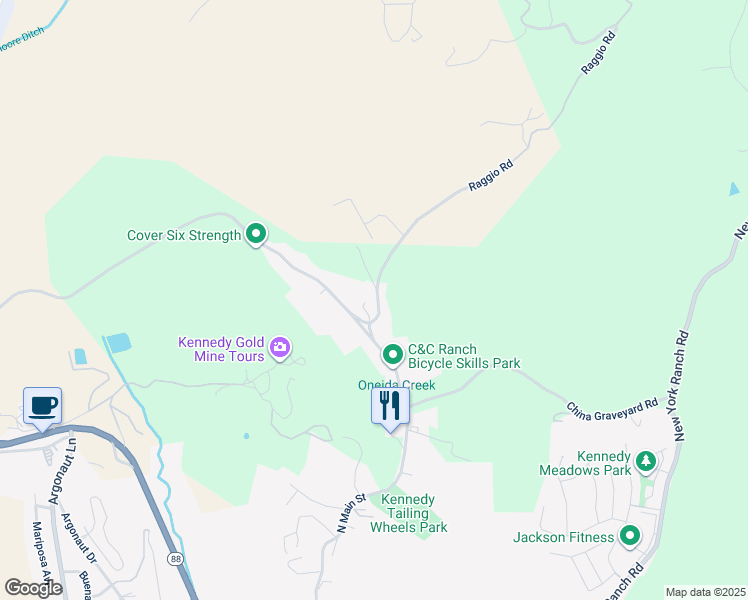map of restaurants, bars, coffee shops, grocery stores, and more near 9 Raggio Road in Jackson