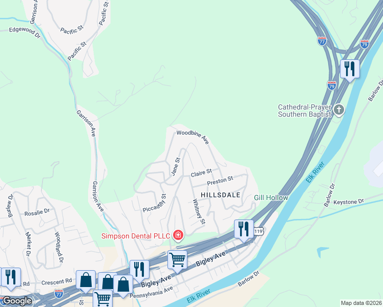 map of restaurants, bars, coffee shops, grocery stores, and more near 707 Jane St in Charleston