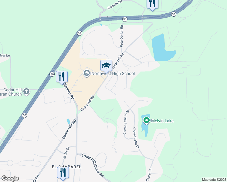 map of restaurants, bars, coffee shops, grocery stores, and more near 6072 Cedar Glen Drive in Cedar Hill
