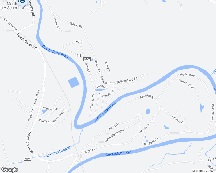 map of restaurants, bars, coffee shops, grocery stores, and more near 14 Lake Dr in Barboursville