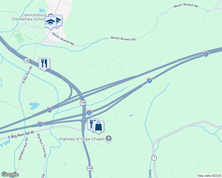 map of restaurants, bars, coffee shops, grocery stores, and more near in Ashland