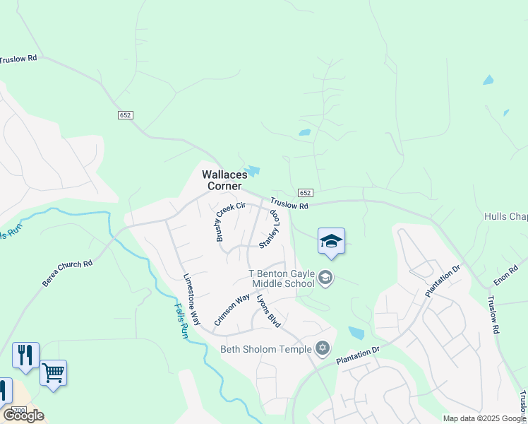 map of restaurants, bars, coffee shops, grocery stores, and more near 2 Chain Court in Fredericksburg