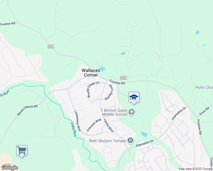 map of restaurants, bars, coffee shops, grocery stores, and more near 2 Chain Court in Fredericksburg