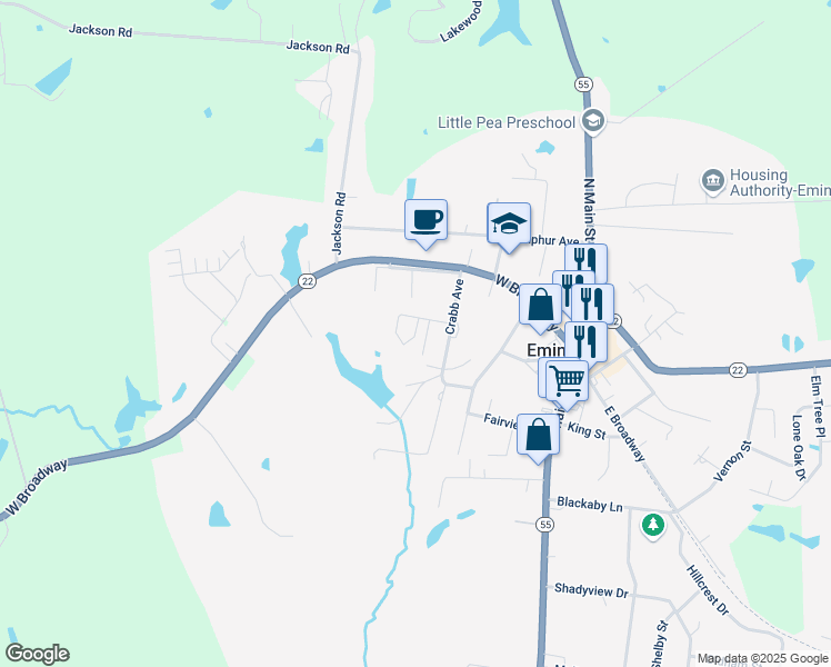 map of restaurants, bars, coffee shops, grocery stores, and more near Apache Circle in Eminence