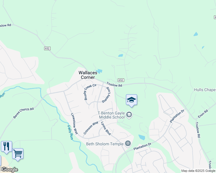 map of restaurants, bars, coffee shops, grocery stores, and more near 7 Stanley Loop in Fredericksburg