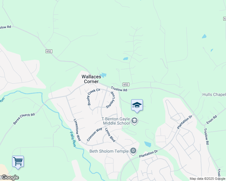 map of restaurants, bars, coffee shops, grocery stores, and more near 7 Stanley Loop in Fredericksburg