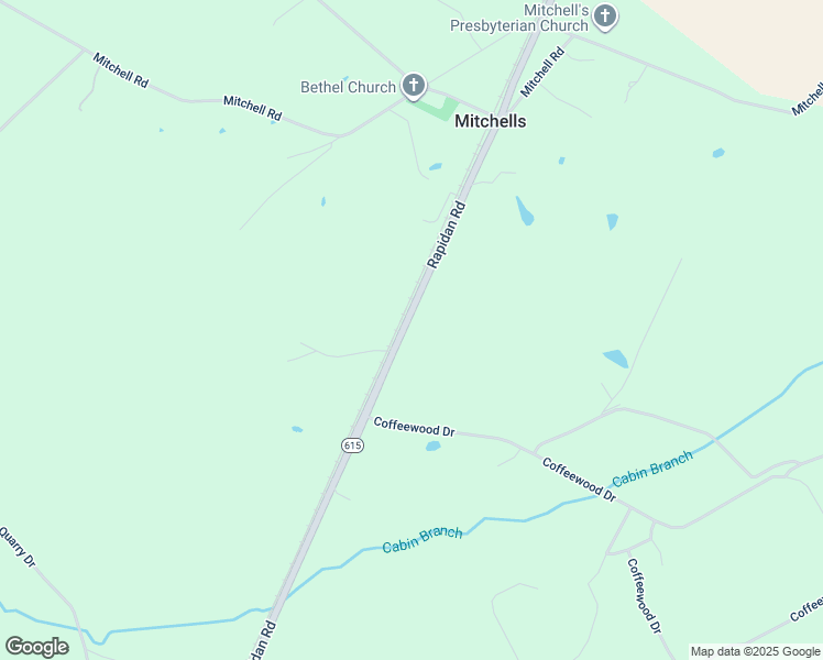 map of restaurants, bars, coffee shops, grocery stores, and more near 24177 Rapidan Road in Mitchells