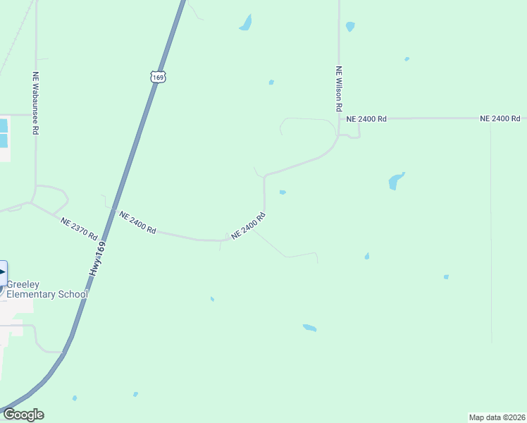 map of restaurants, bars, coffee shops, grocery stores, and more near 32424 Northeast 2400 Road in Greeley