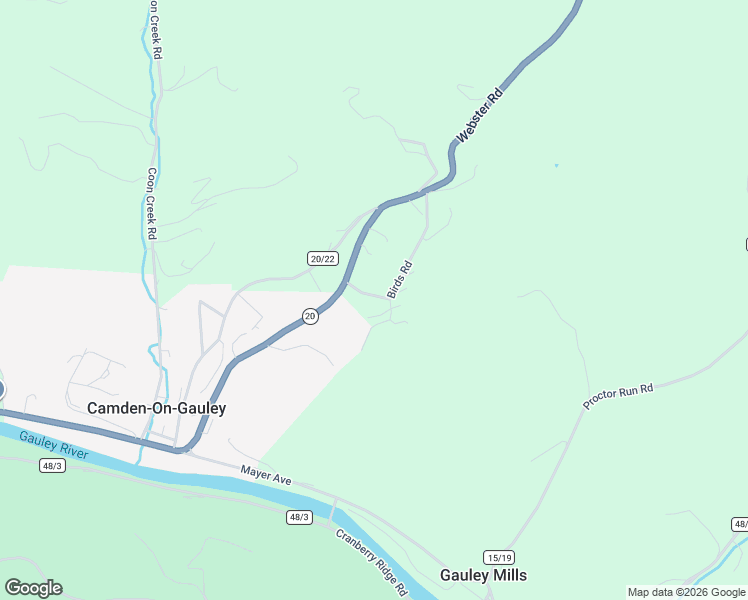 map of restaurants, bars, coffee shops, grocery stores, and more near 9353 Webster Road in Camden-on-Gauley