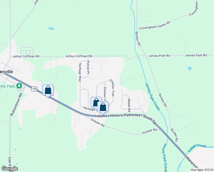 map of restaurants, bars, coffee shops, grocery stores, and more near 1040 Frontier Trail in Greenville