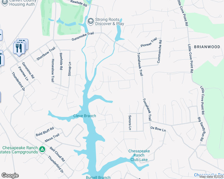 map of restaurants, bars, coffee shops, grocery stores, and more near 11514 Ventura Trail in Lusby