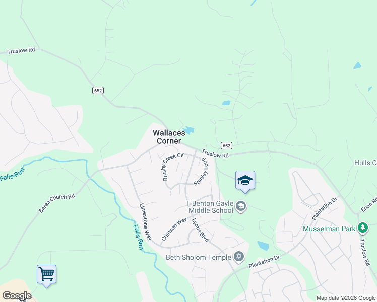 map of restaurants, bars, coffee shops, grocery stores, and more near 4 Brushy Creek Circle in Fredericksburg
