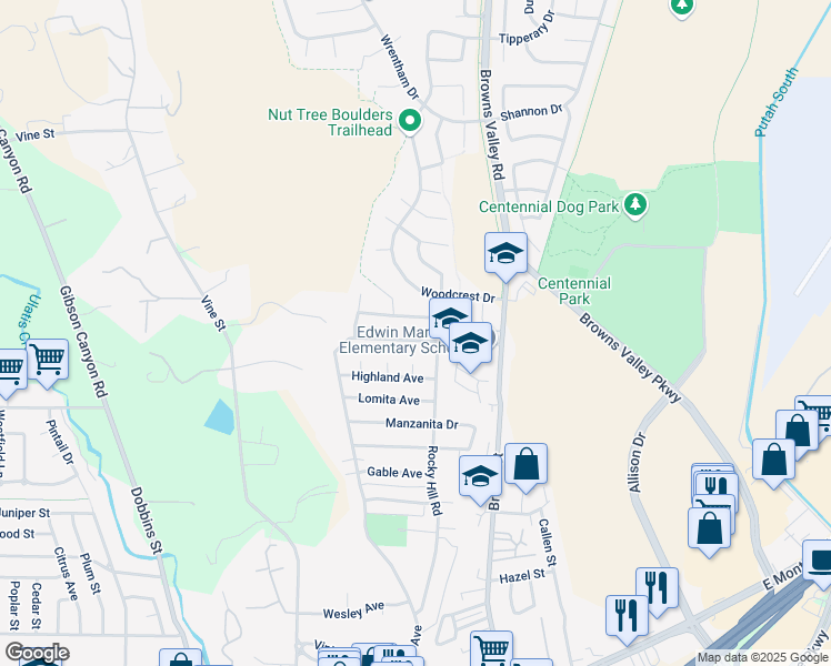 map of restaurants, bars, coffee shops, grocery stores, and more near 254 San Leon Drive in Vacaville
