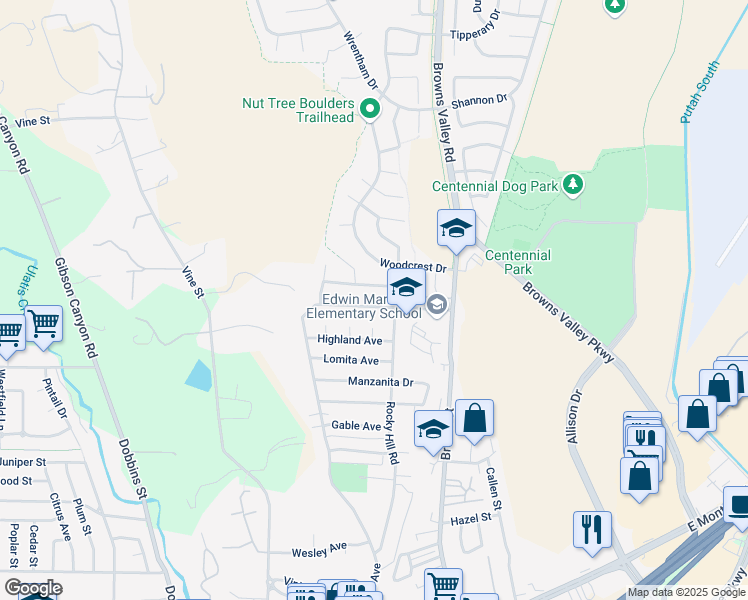 map of restaurants, bars, coffee shops, grocery stores, and more near 254 San Leon Drive in Vacaville