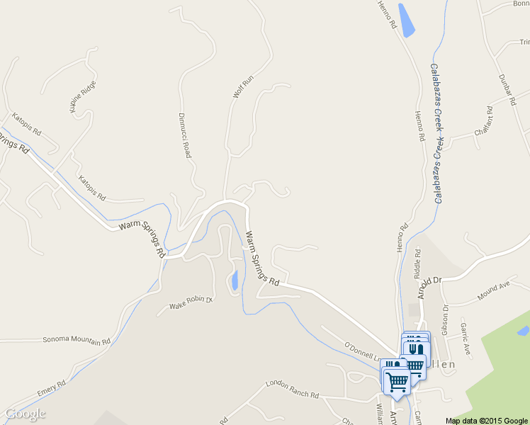 map of restaurants, bars, coffee shops, grocery stores, and more near 4597 Warm Springs Road in Glen Ellen