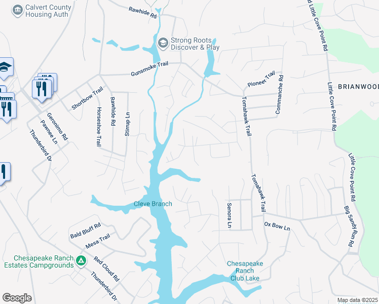 map of restaurants, bars, coffee shops, grocery stores, and more near 11503 Ventura Trail in Lusby