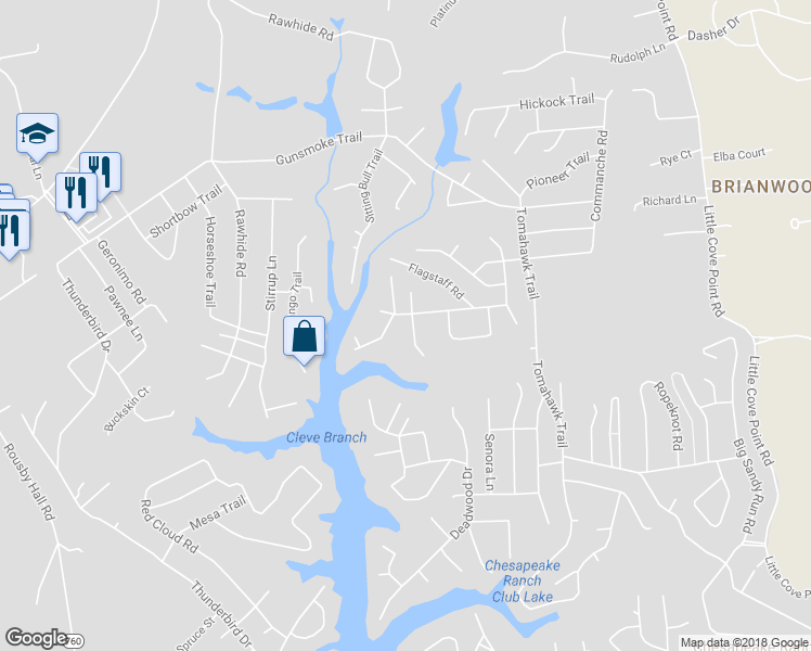 map of restaurants, bars, coffee shops, grocery stores, and more near 11503 Ventura Trail in Lusby