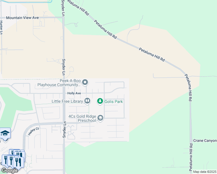 map of restaurants, bars, coffee shops, grocery stores, and more near 4315 Grange Court in Rohnert Park