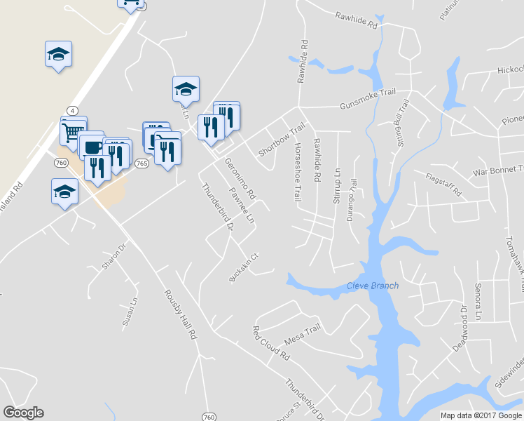 map of restaurants, bars, coffee shops, grocery stores, and more near 345 Chippewa Lane in Lusby