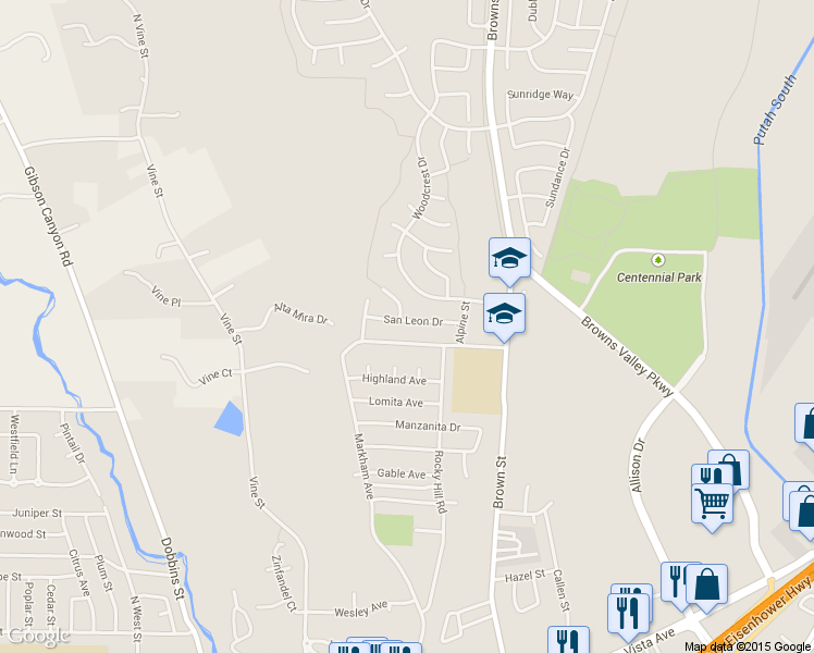 map of restaurants, bars, coffee shops, grocery stores, and more near 254 San Leon Drive in Vacaville