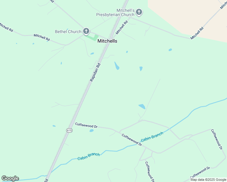 map of restaurants, bars, coffee shops, grocery stores, and more near 24177 Rapidan Road in Mitchells