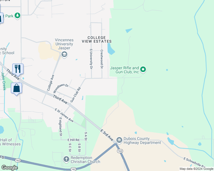 map of restaurants, bars, coffee shops, grocery stores, and more near 1895 Gun Club Road in Jasper