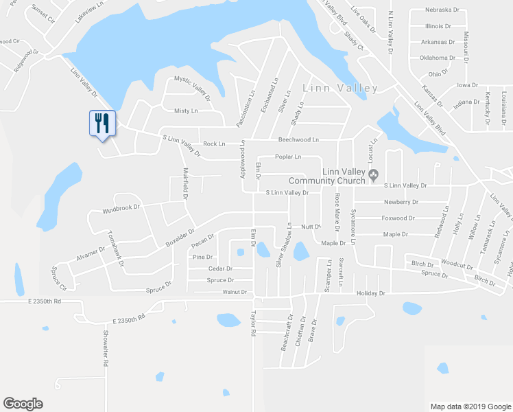 map of restaurants, bars, coffee shops, grocery stores, and more near 110 Elm Drive in LaCygne