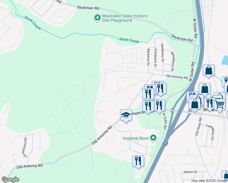 map of restaurants, bars, coffee shops, grocery stores, and more near 5924 Mastodon Pines Drive in Imperial