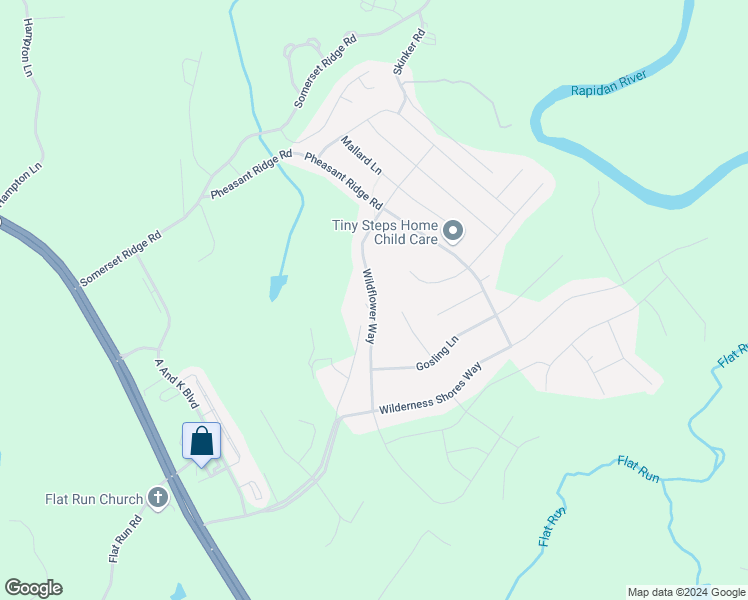 map of restaurants, bars, coffee shops, grocery stores, and more near Wildflower Way in Locust Grove