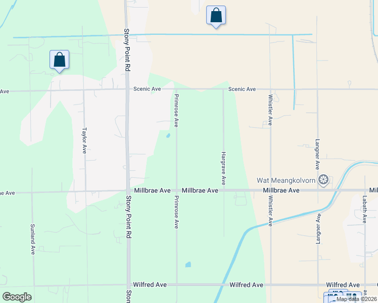 map of restaurants, bars, coffee shops, grocery stores, and more near 4360 Primrose Avenue in Santa Rosa
