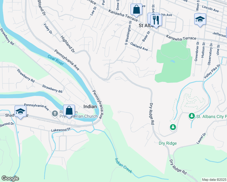 map of restaurants, bars, coffee shops, grocery stores, and more near 1293 Highland Drive in Saint Albans