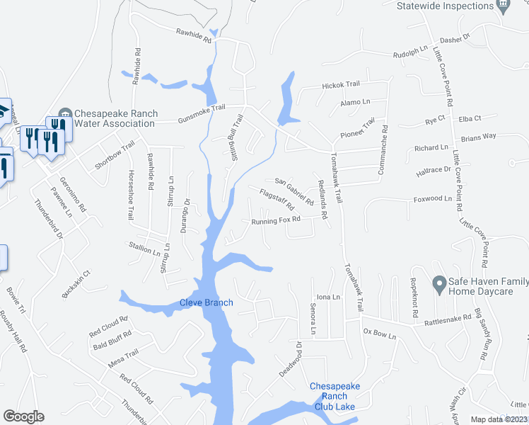 map of restaurants, bars, coffee shops, grocery stores, and more near 11479 Coronado Court in Lusby