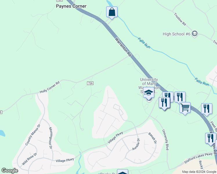 map of restaurants, bars, coffee shops, grocery stores, and more near 38 Kimmer Court in Fredericksburg