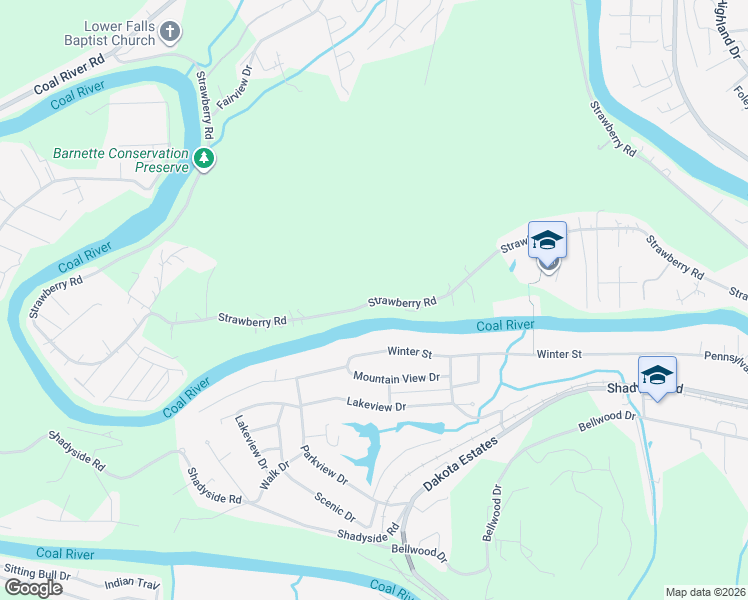 map of restaurants, bars, coffee shops, grocery stores, and more near 1111 Strawberry Road in Saint Albans