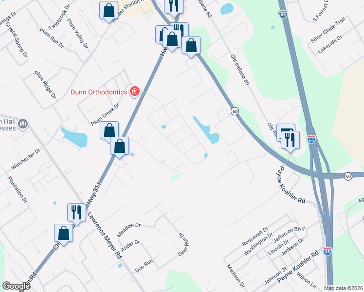 map of restaurants, bars, coffee shops, grocery stores, and more near 7613 Scott Avenue in Sellersburg