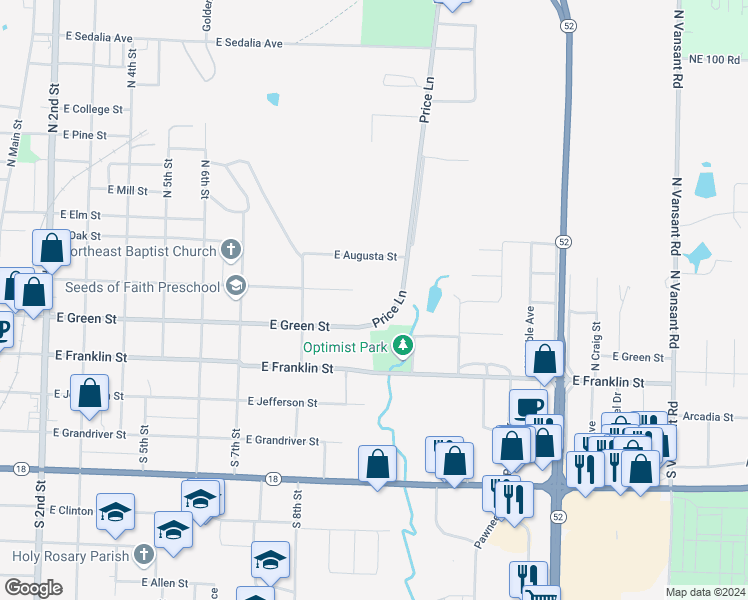 map of restaurants, bars, coffee shops, grocery stores, and more near 899 East Lincoln Street in Clinton
