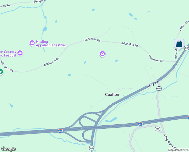 map of restaurants, bars, coffee shops, grocery stores, and more near 14700-14998 Rice Lane in Ashland