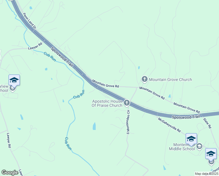 map of restaurants, bars, coffee shops, grocery stores, and more near Mountain Grove Road in Penn Laird