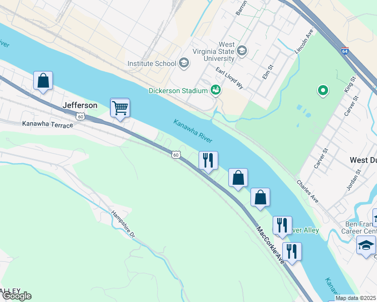 map of restaurants, bars, coffee shops, grocery stores, and more near 12 Willow Court in Saint Albans