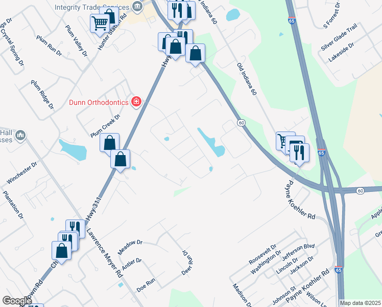 map of restaurants, bars, coffee shops, grocery stores, and more near 7110 Indiana 60 in Sellersburg