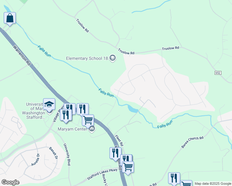 map of restaurants, bars, coffee shops, grocery stores, and more near 1 Gable Court in Fredericksburg
