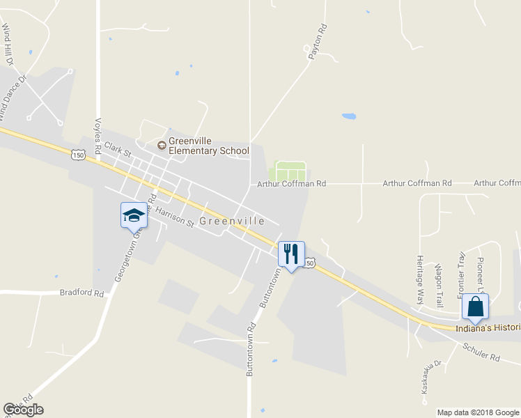 map of restaurants, bars, coffee shops, grocery stores, and more near 9528 Clark Street in Greenville