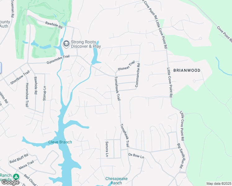 map of restaurants, bars, coffee shops, grocery stores, and more near 11401 Tomahawk Trail in Lusby